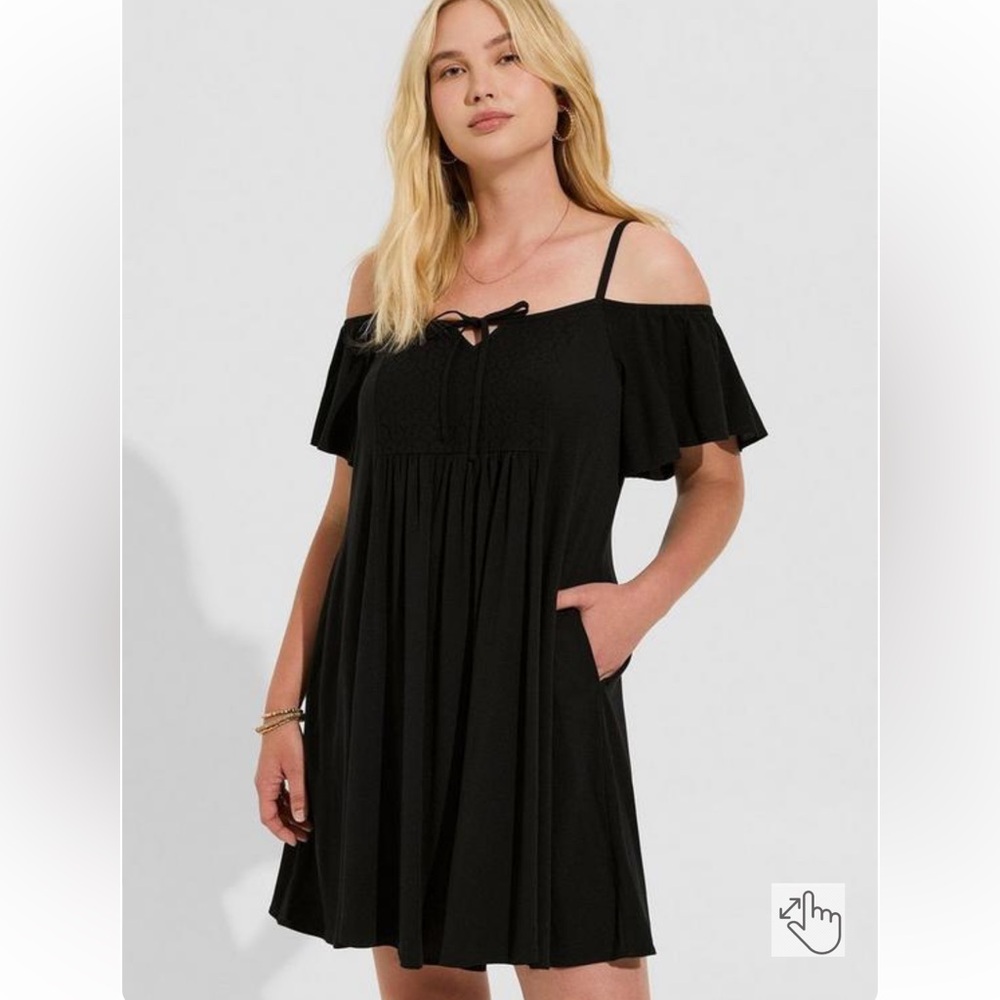 Torrid cold shoulder mini trapeze dress